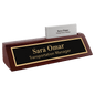 Rosewood Piano Finish Personalized Desk Wedge with Business Card Holder