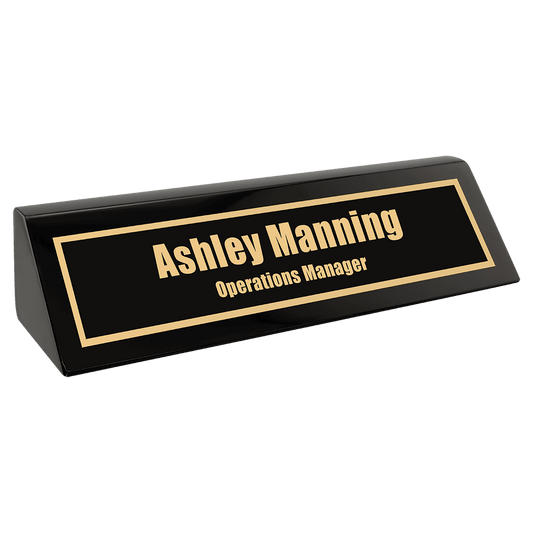Black Piano Finish Personalized Desk Wedge