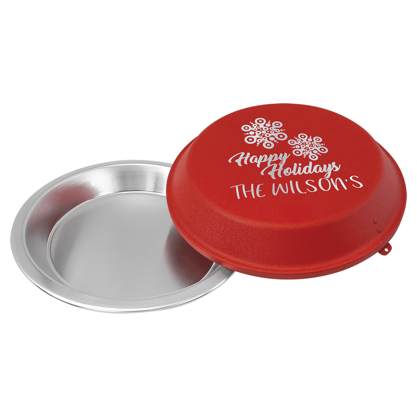 Personalized Aluminum Pie Pan with Red Powder Coated Lid