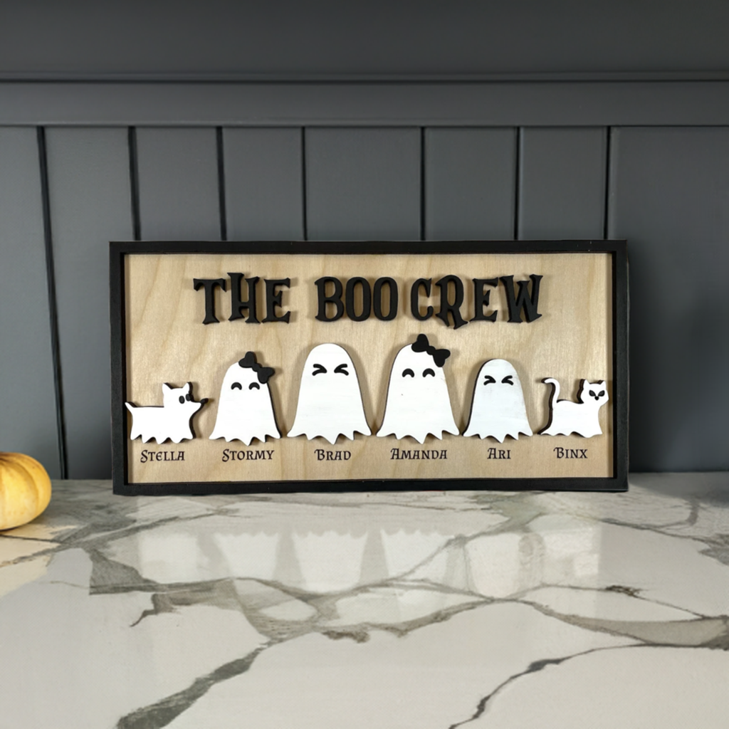 Boo Crew Ghost Family Sign | Perfect Boho Halloween Farmhouse Decor