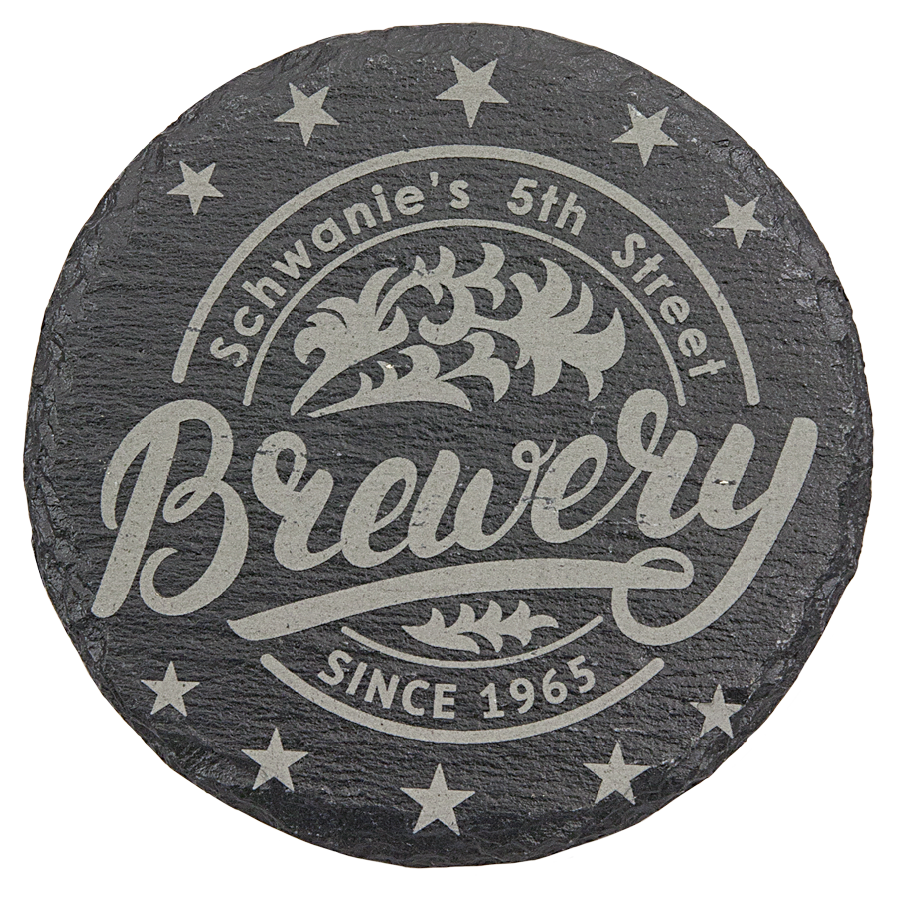 Round Slate Custom Engraved Coaster with Foam Pads