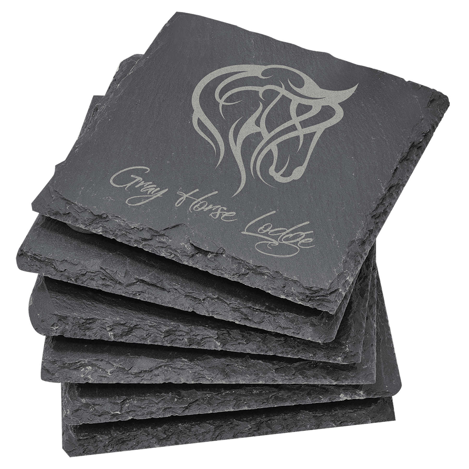 Square Slate Custom Engraved Coaster Set-6 Coasters