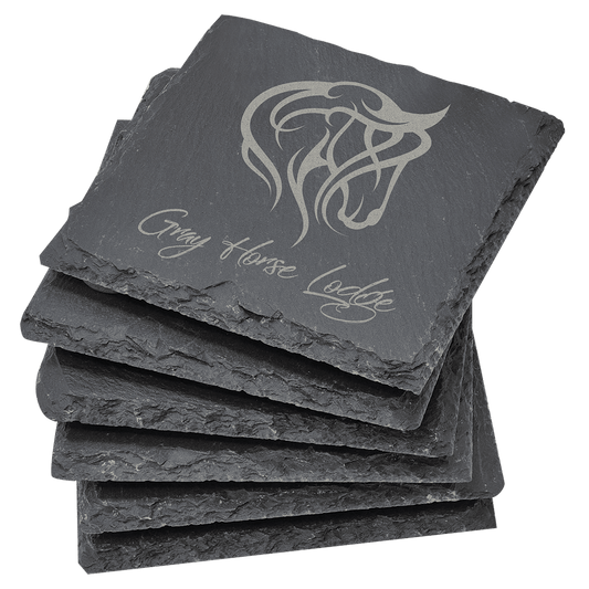 Square Slate Custom Engraved Coaster Set-6 Coasters