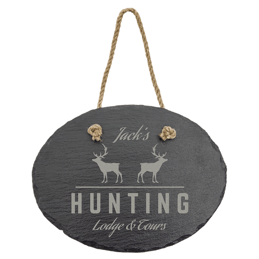 Personalized Oval Slate Decor with Hanging String