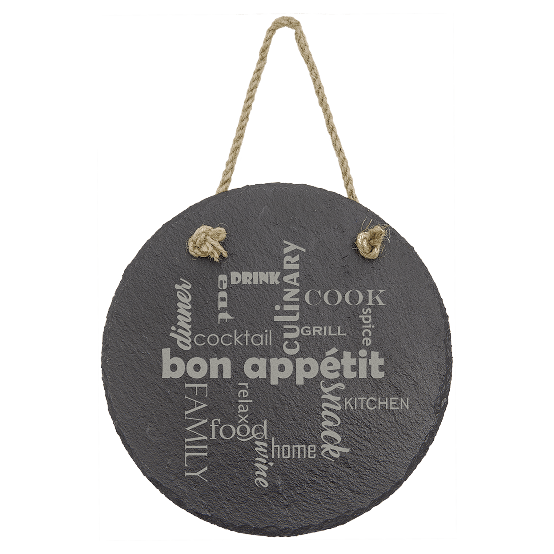Personalized Round Slate Decor with Hanging String