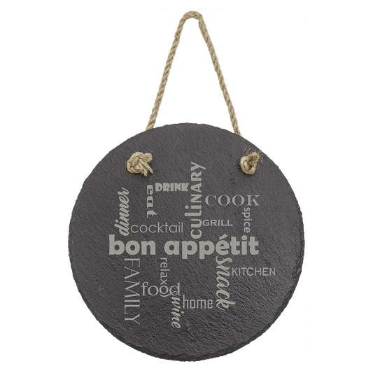 Personalized Round Slate Decor with Hanging String