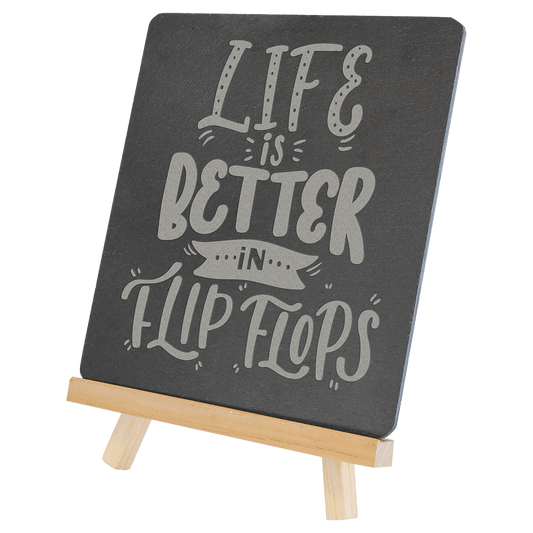 Personalized Rectangle Slate Decor with Wood Stand