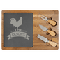 Custom Acacia Wood with Slate Serving Board Includes Cheese Tools