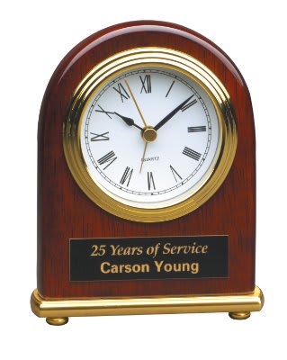 Rosewood Arch Personalized Desk Clock