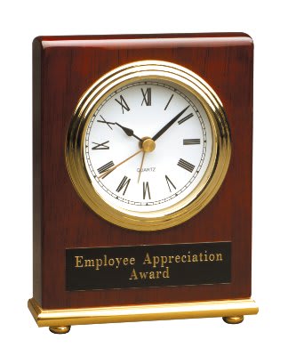 Rectangle Rosewood Piano Finish Personalized Desk Clock