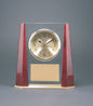 Rosewood Finish Custom Engraved Glass Clock with Beveled Columns