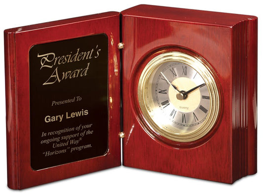 Custom Rosewood Piano Finish Book Clock
