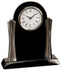 Black Personalized Desk Clock with Silver Metal Columns - Wood