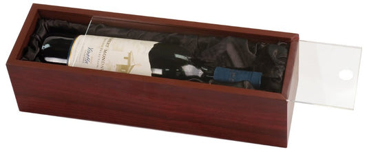Custom Rosewood Finish Single Wine Presentation Box with Arylic Lid