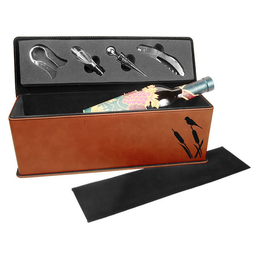 Custom Rawhide Leatherette Wine Box with Tools - Leatherette