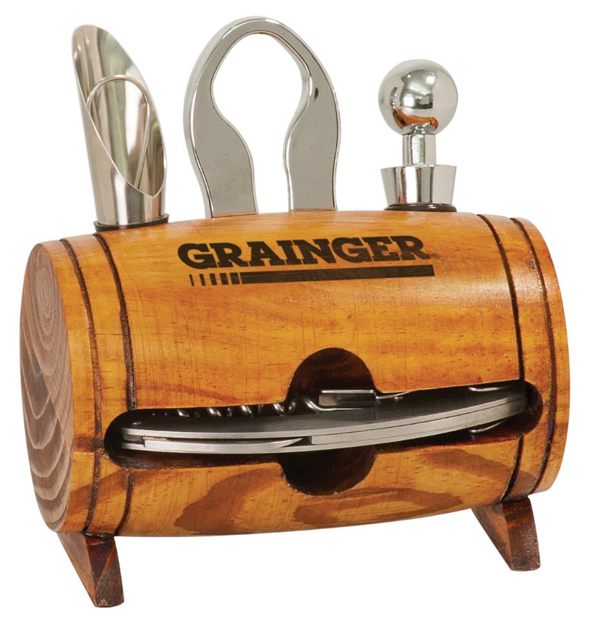 Custom Wine Barrel 4-Piece Wine Tool Set
