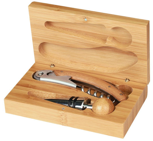 Custom Bamboo 2-Piece Wine Tool Set