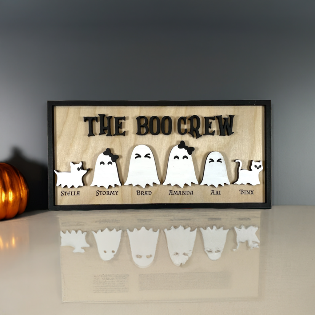 Boo Crew Ghost Family Sign | Perfect Boho Halloween Farmhouse Decor