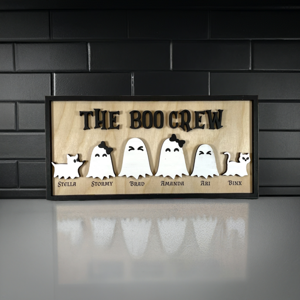 Boo Crew Ghost Family Sign | Perfect Boho Halloween Farmhouse Decor