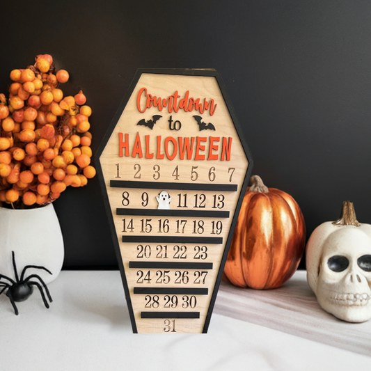 Custom Wooden Halloween Countdown Sign | Spooky Ghost Slider Calendar